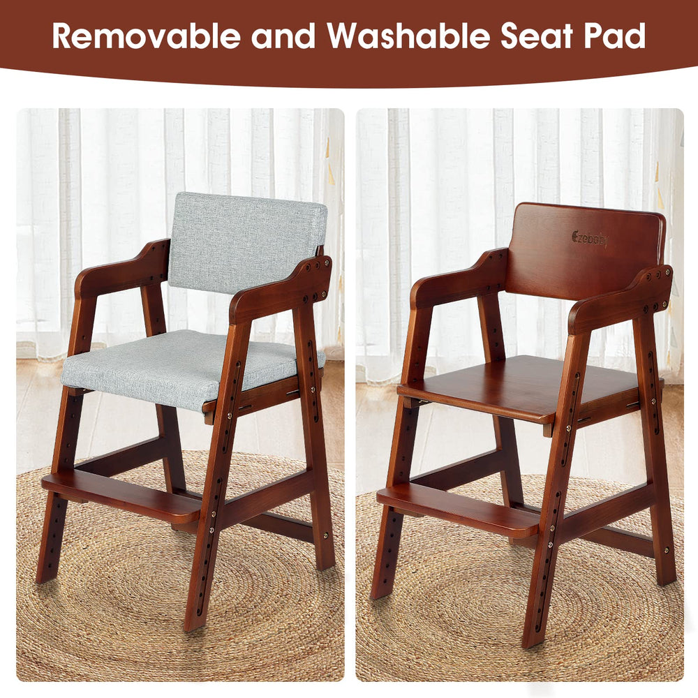 Ezebaby wooden high chair sturdy beech wood construction.