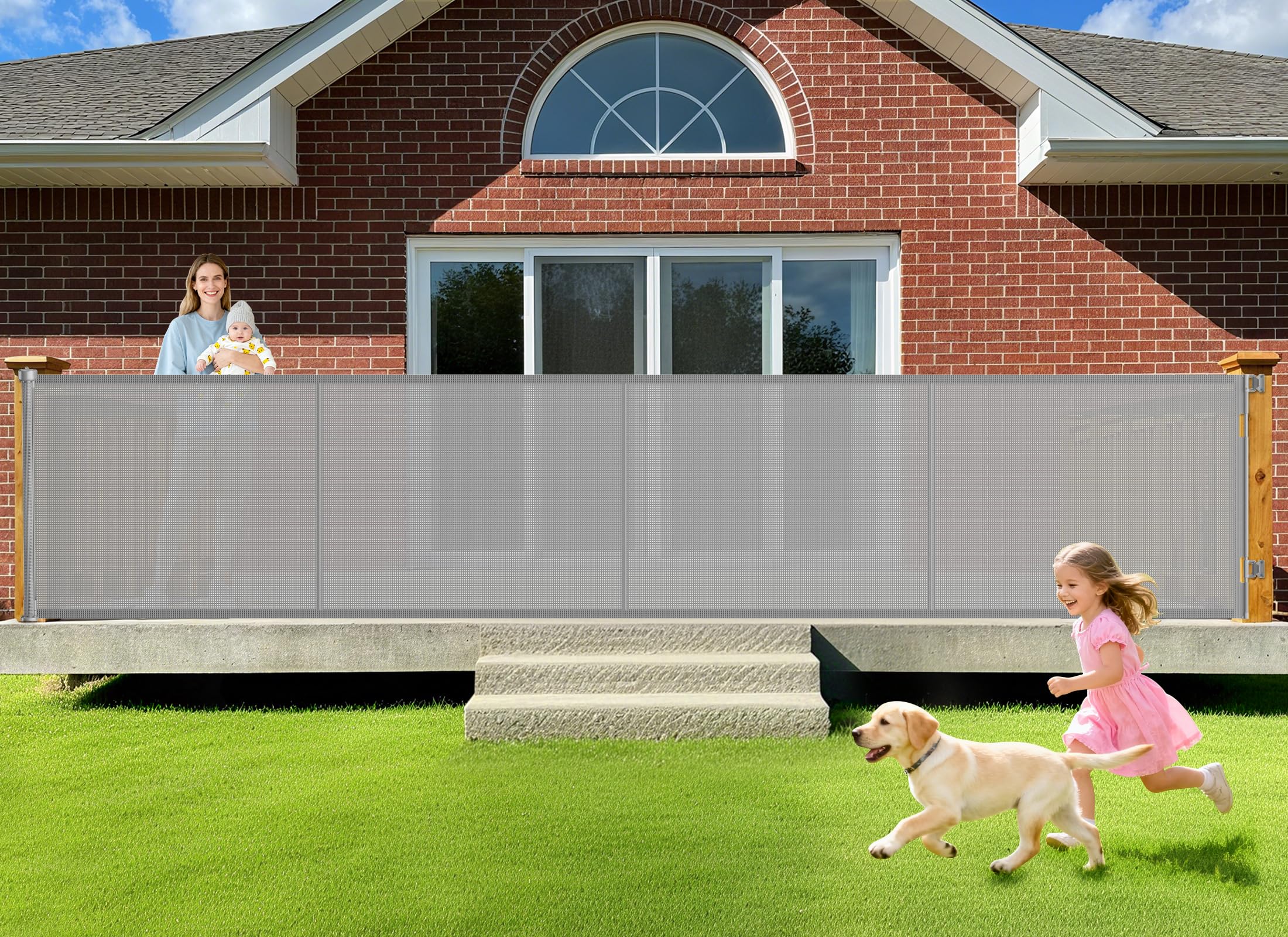 EZIGO 196-inch retractable gate assembly demonstrates seamless fit for wide openings.