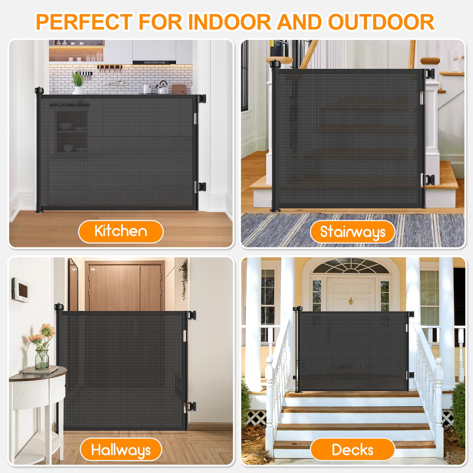 EZIGO black retractable gate waterproof and easy to wipe clean
