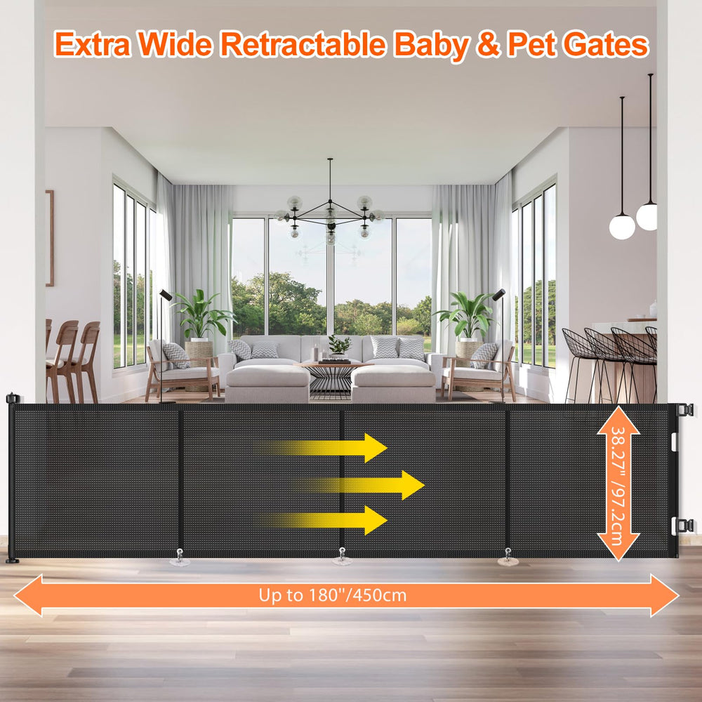 EZIGO extra-wide gate mesh close-up highlighting durable mesh and child-friendly design