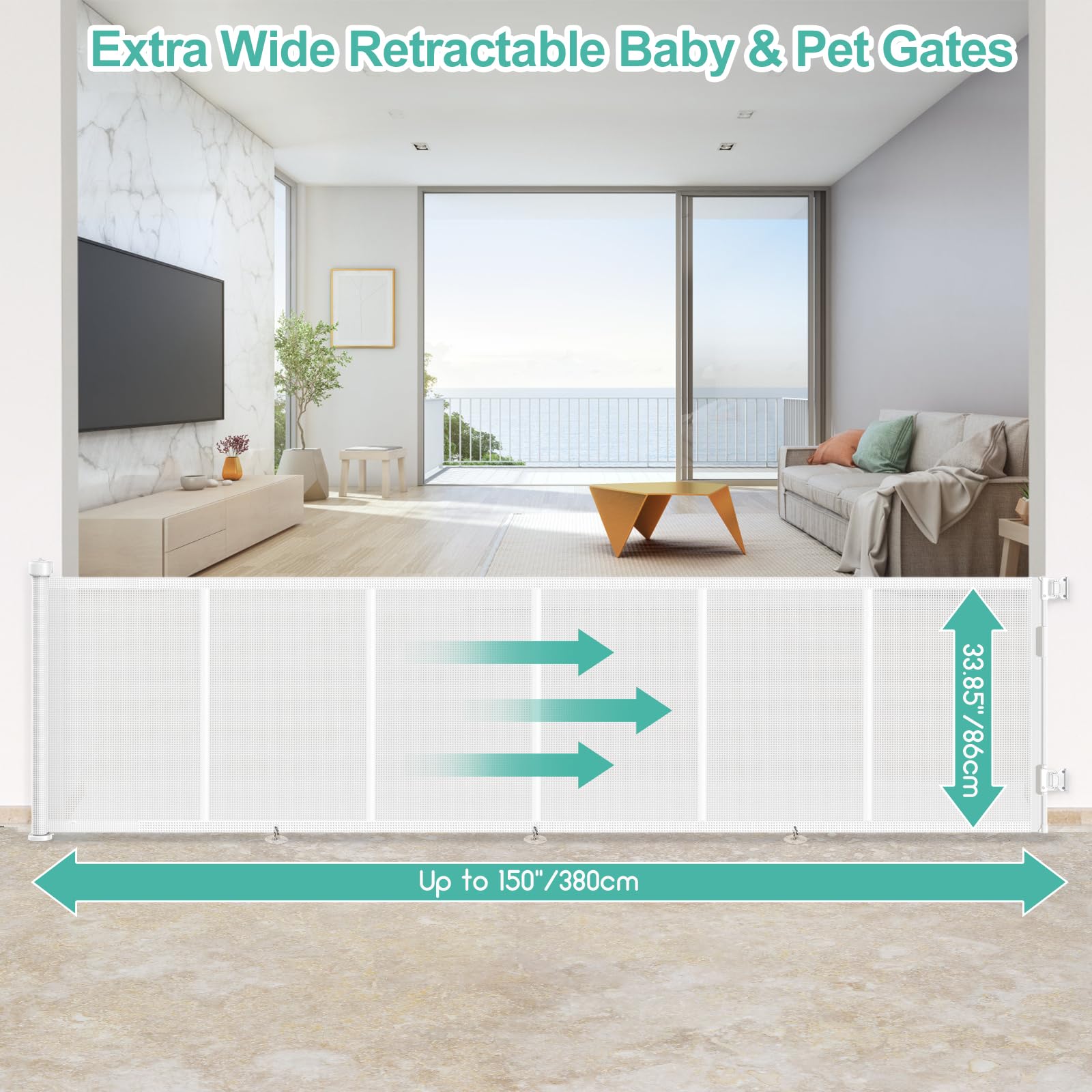 EZIGO extra-wide gate mesh design blends with decor while keeping kids safe.