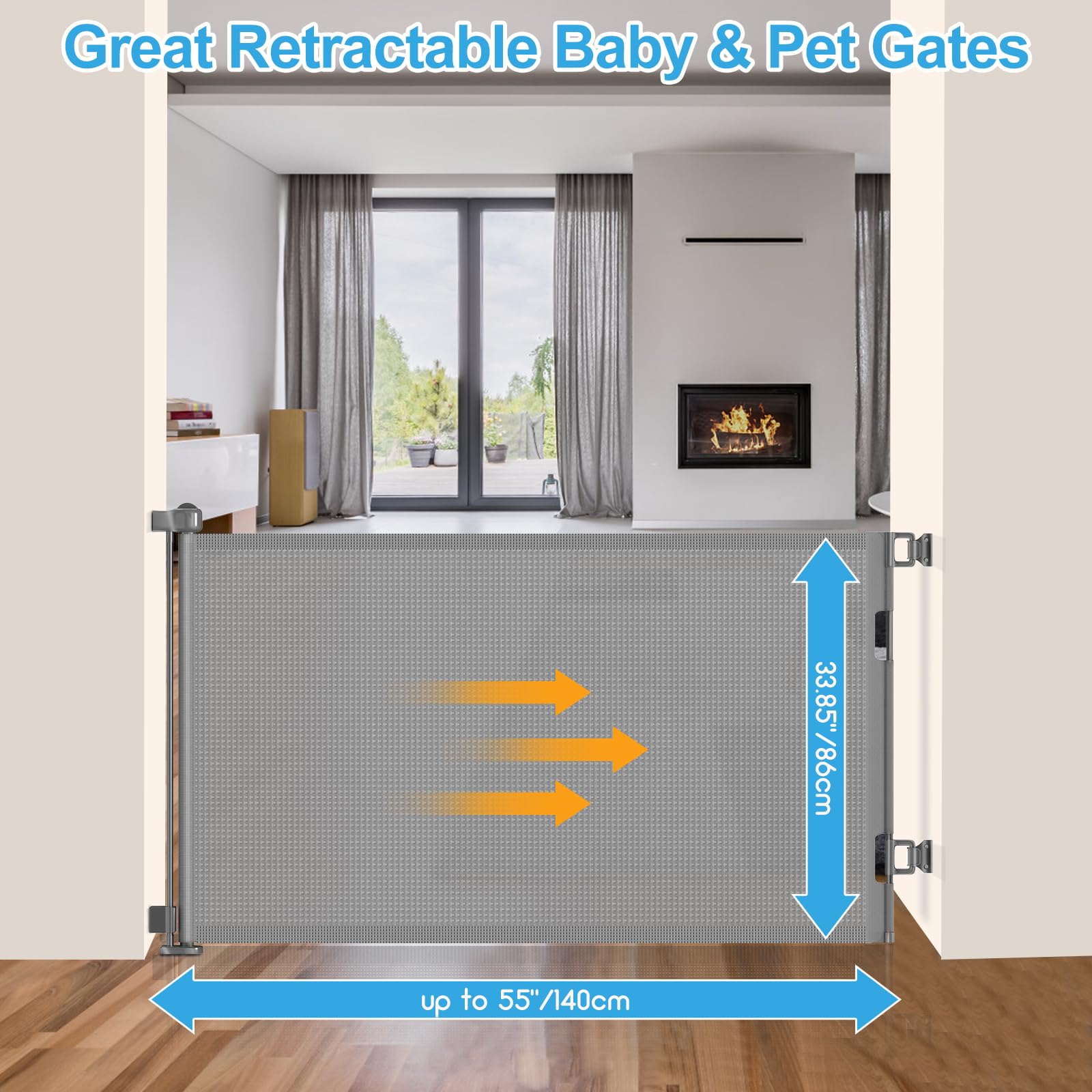 EZIGO extra-wide mesh gate close-up highlighting sturdy material.