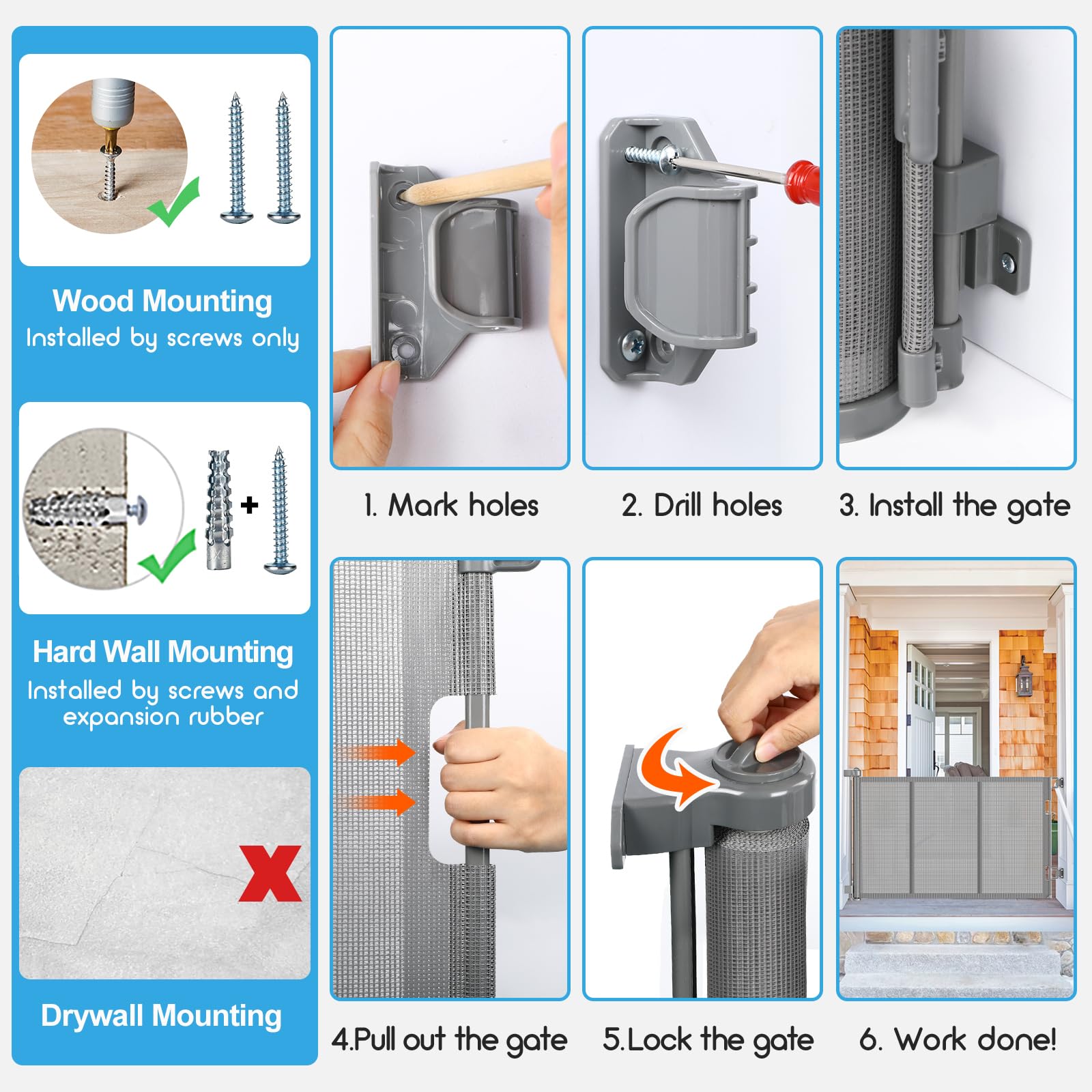 EZIGO gray retractable gate blends with interiors and safety.
