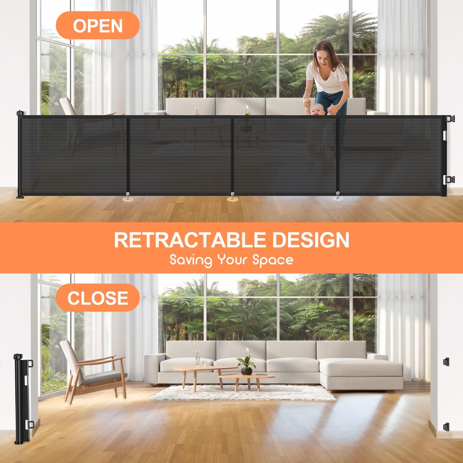 EZIGO indoor-outdoor installation fits stairs, doorways, hallways for flexible safety
