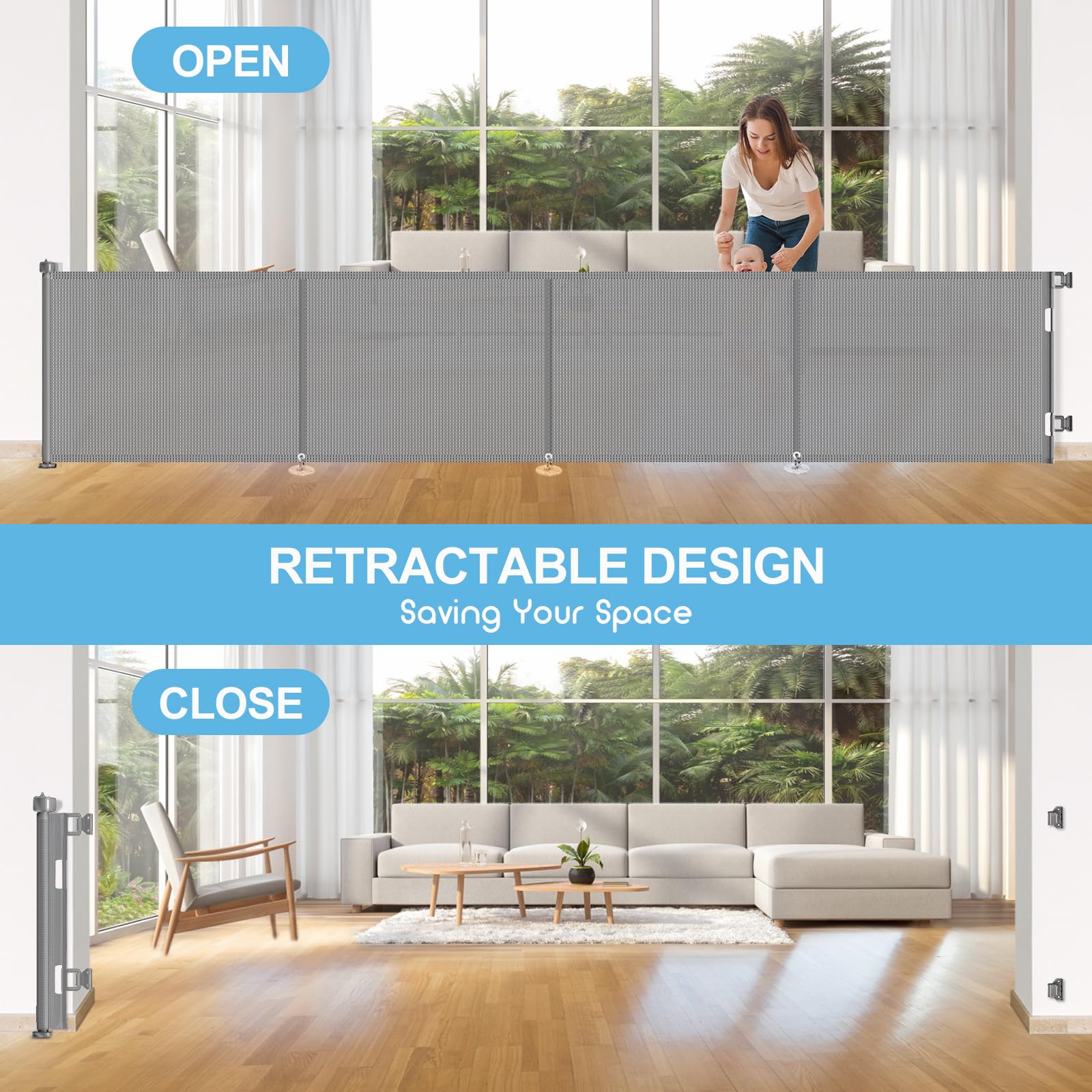 EZIGO indoor-outdoor installation fits stairs, doorways, hallways, and decks.