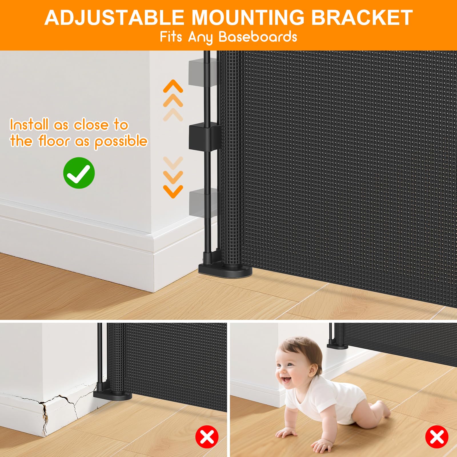 EZIGO movable brackets adjustable end of gate for varied heights