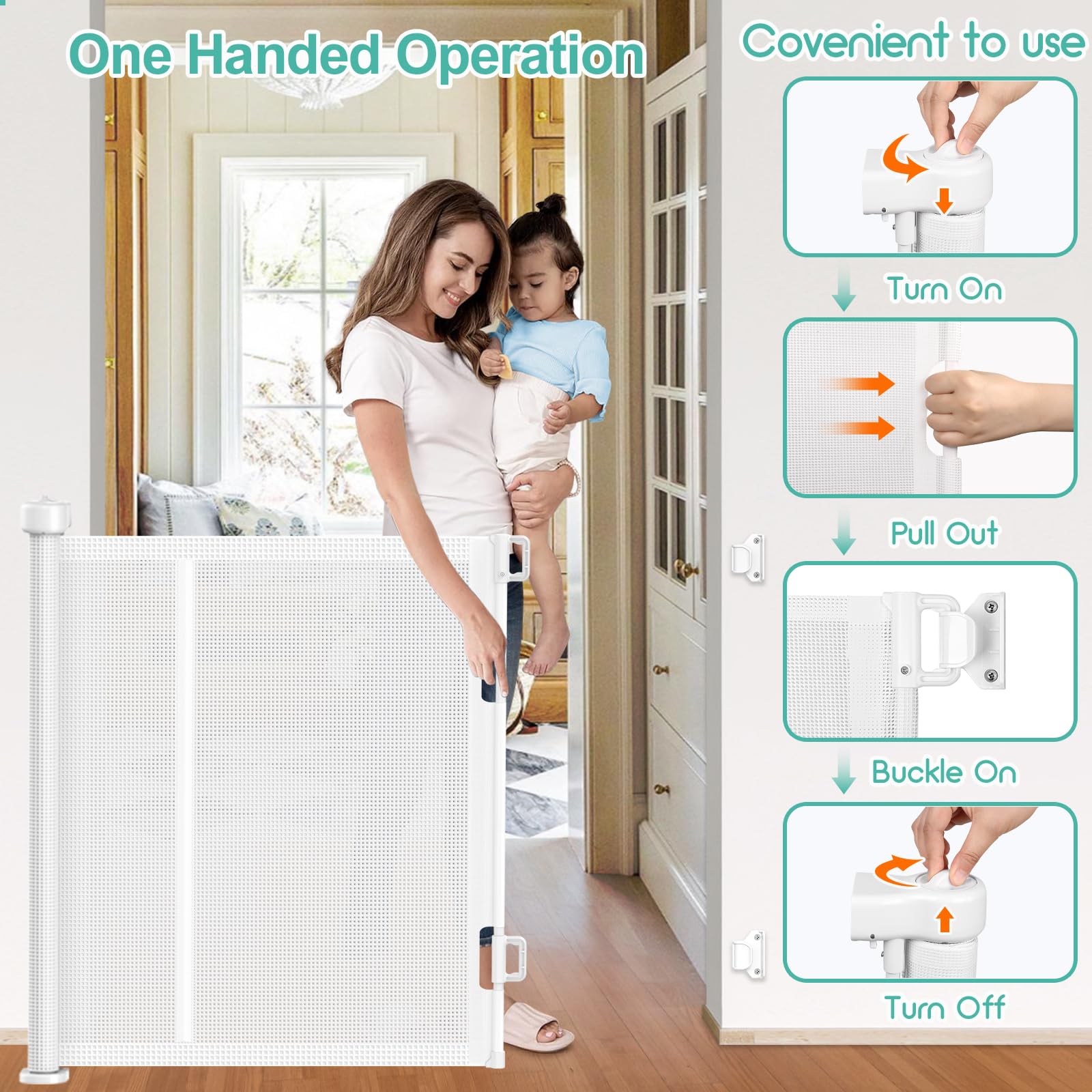 EZIGO one-handed operation with safety lock for easy passage with a child.