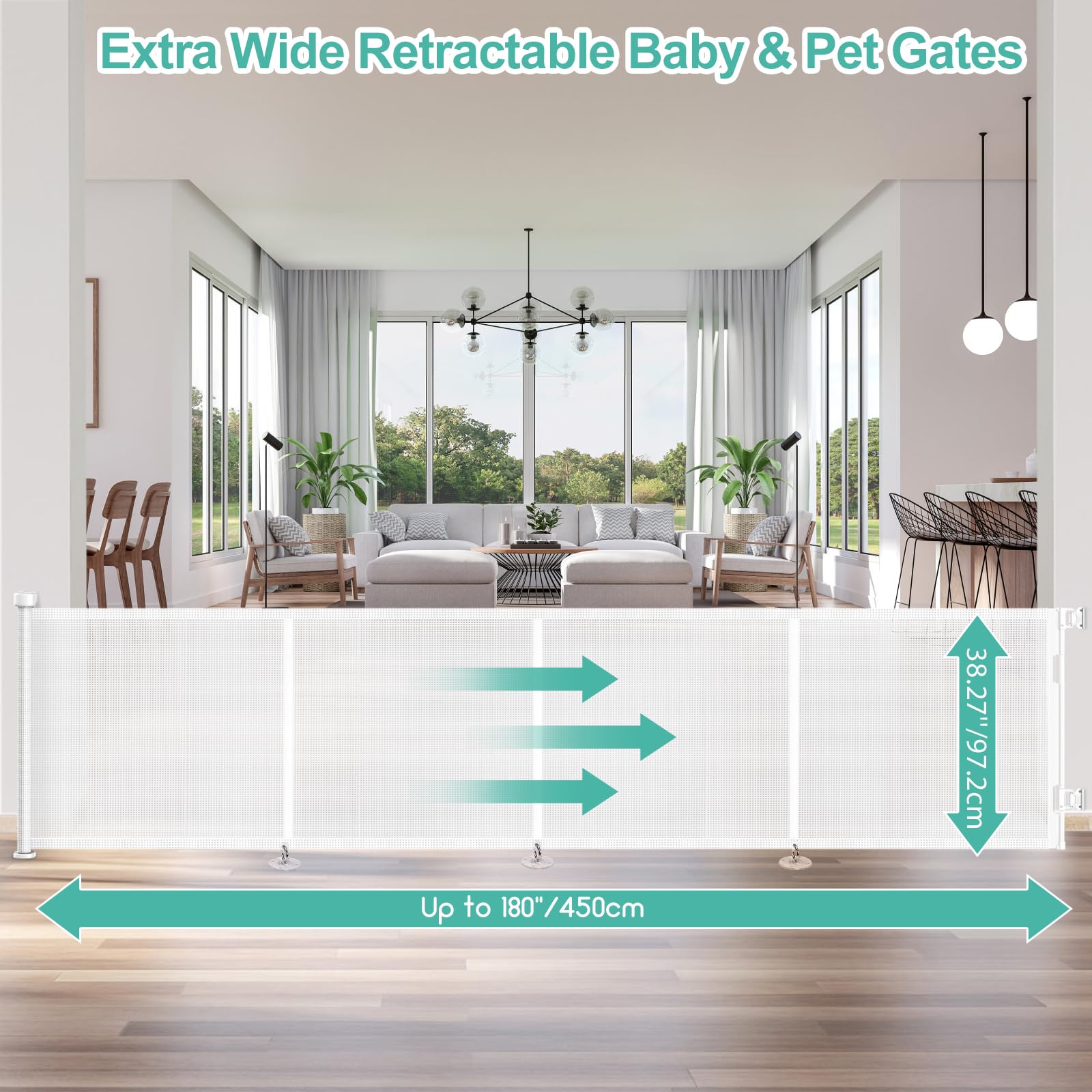 EZIGO retractable mesh gate demonstrates one-handed operation