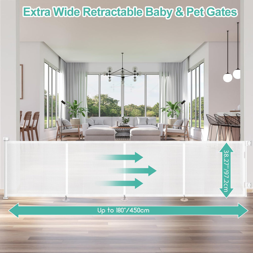 EZIGO retractable mesh gate demonstrates one-handed operation