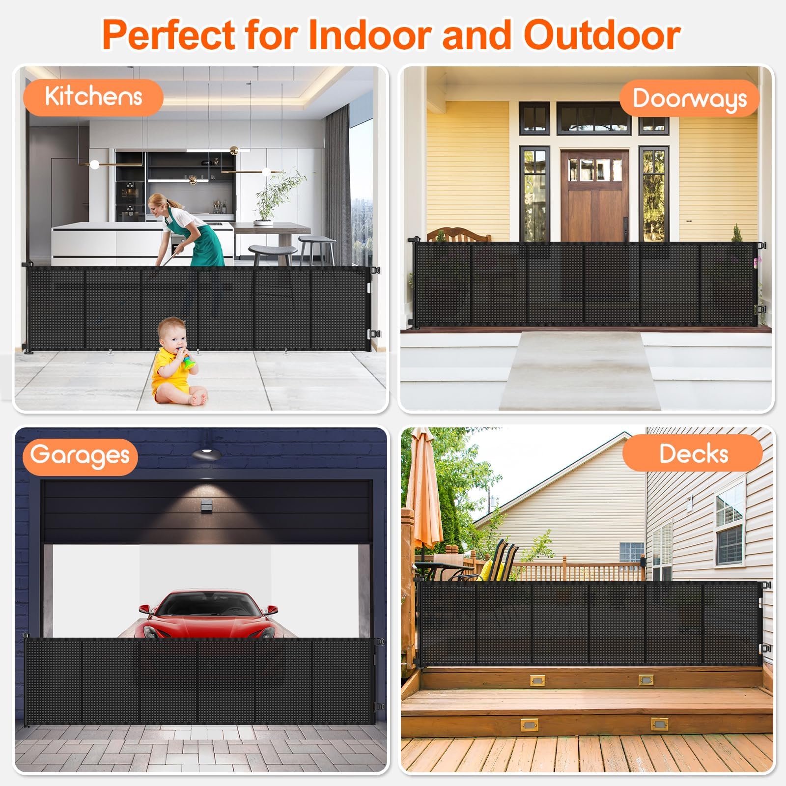 EZIGO extra wide design accommodates large openings while keeping children and pets safe.
