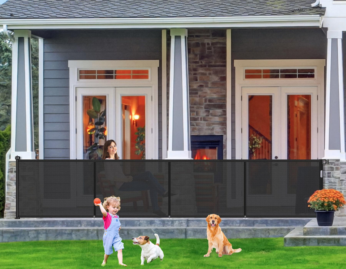 EZIGO upgrade 180-inch retractable gate fully extended for wide openings and safe access