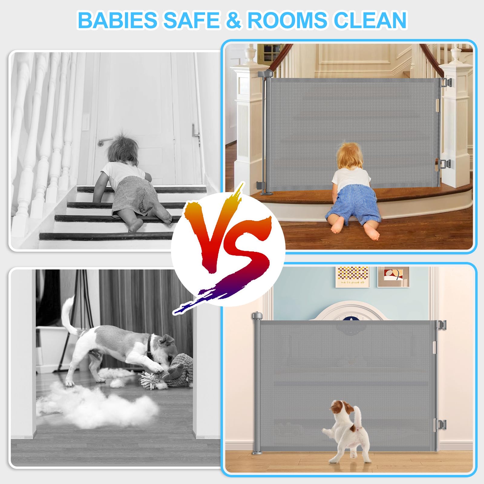 EZIGO waterproof polyester and PVC materials on a baby gate surface