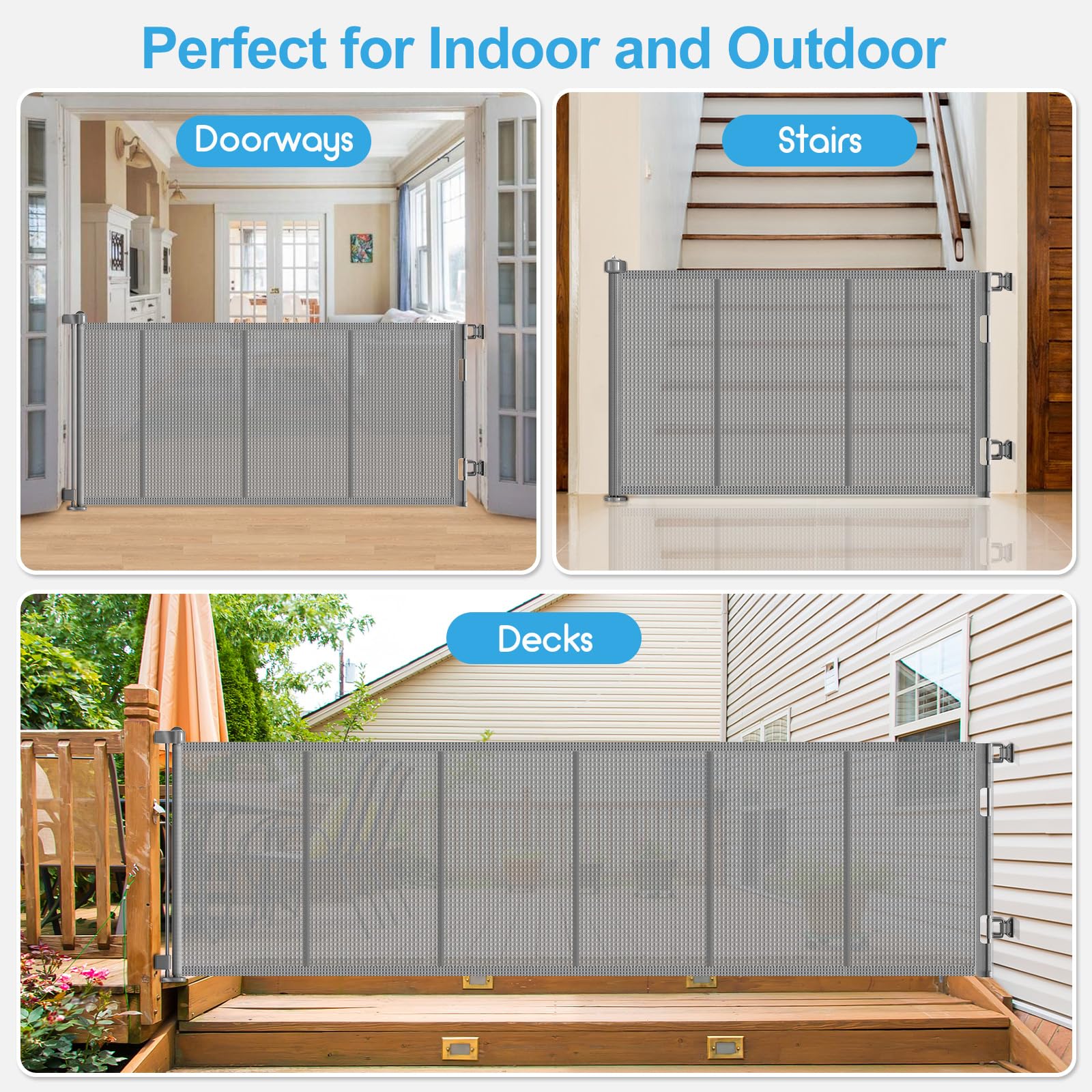 EZIGO wide-opening gate supports large openings for pets and kids.