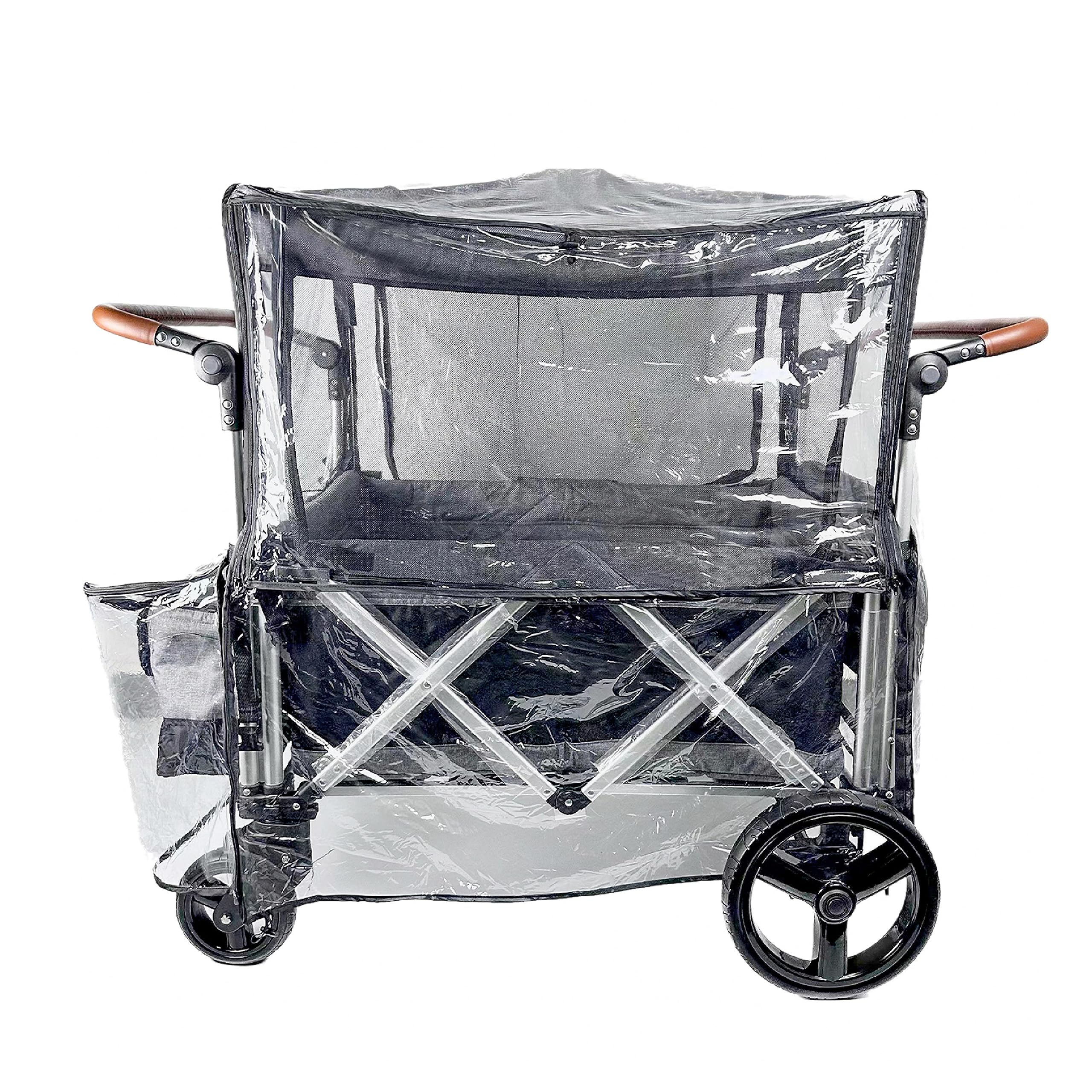 Ezkindheit big stroller rain cover closed shields kids from rain and wind during outings.