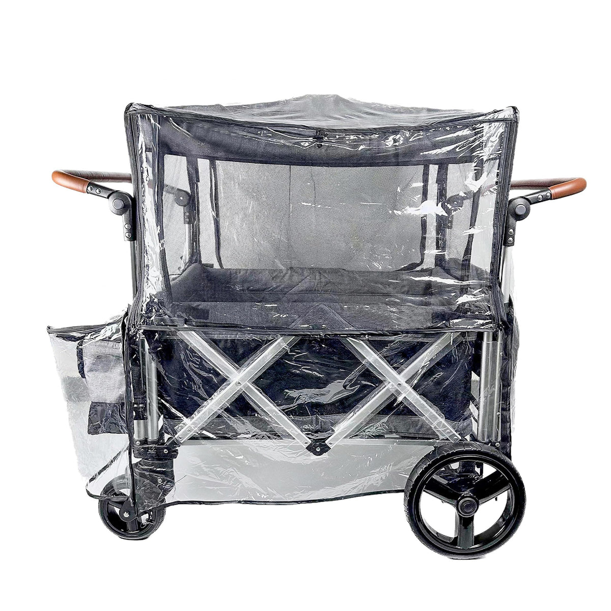 Ezkindheit big stroller rain cover closed shields kids from rain and wind during outings.