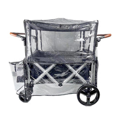 Ezkindheit big stroller rain cover closed shields kids from rain and wind during outings.