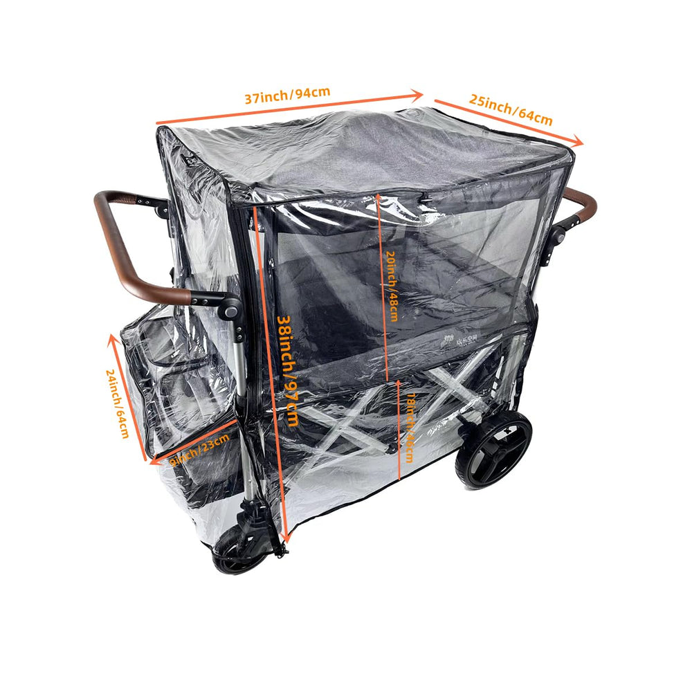Ezkindheit big stroller rain cover open window design for easy entry and airflow.