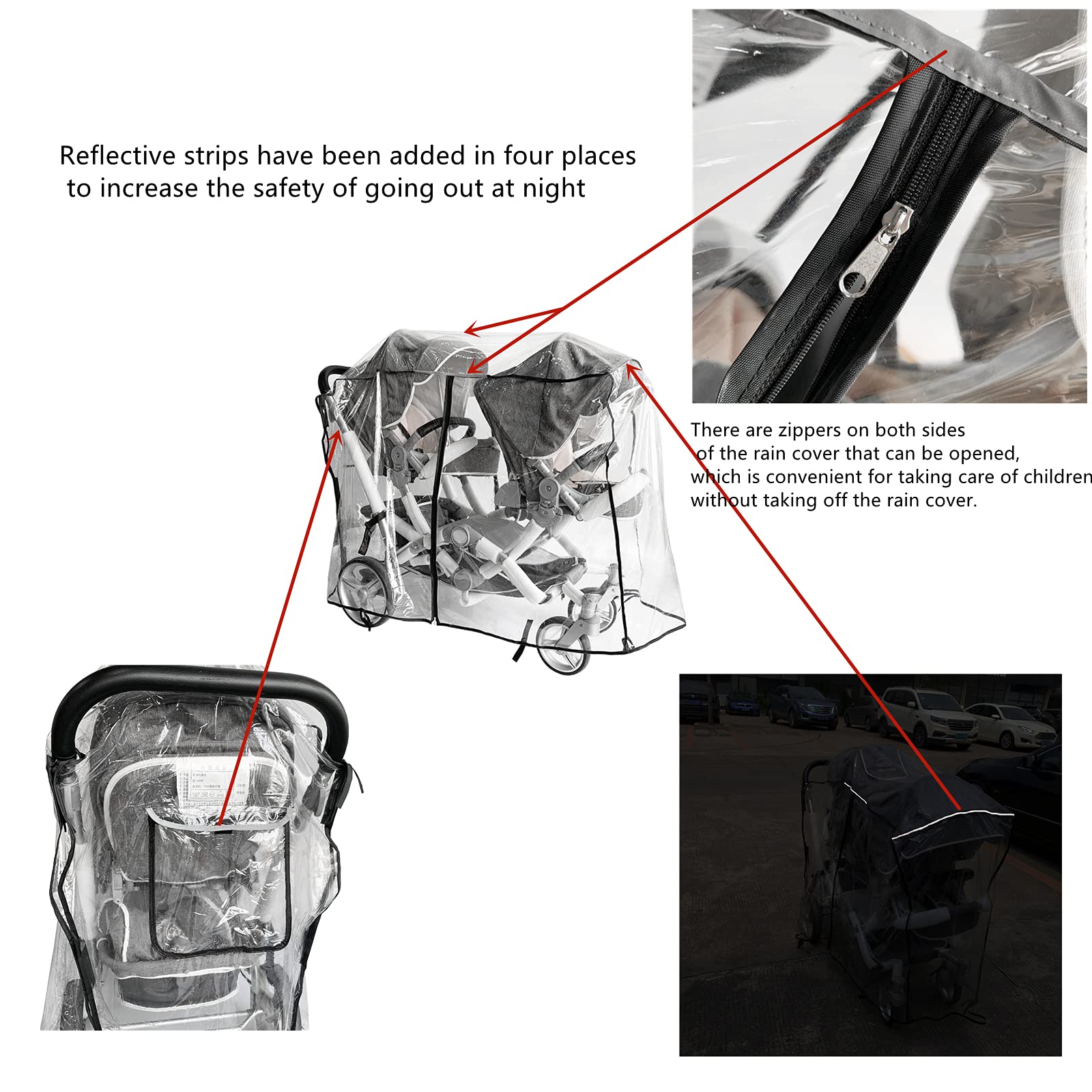 Ezkindheit double-stroller rain cover non-toxic material ensures gentle daily use