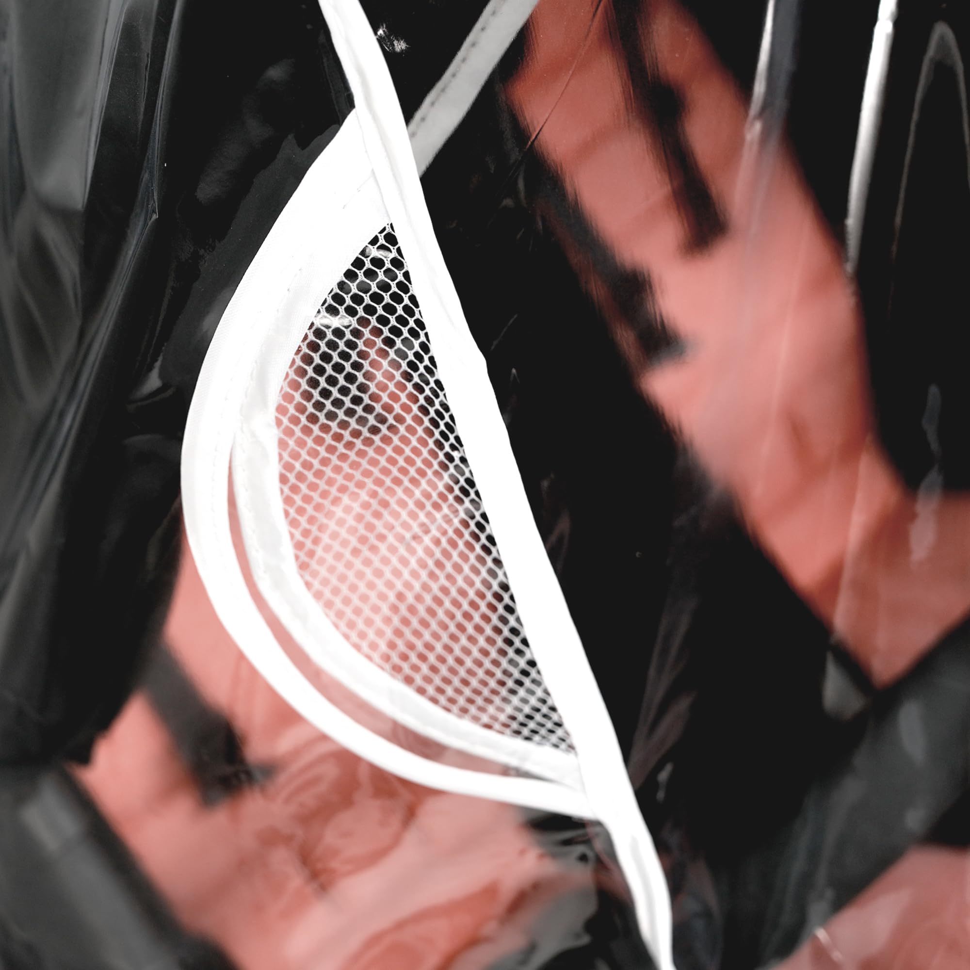 Ezkindheit rain cover with extended hook-and-loop closure seals gaps for dry rides.