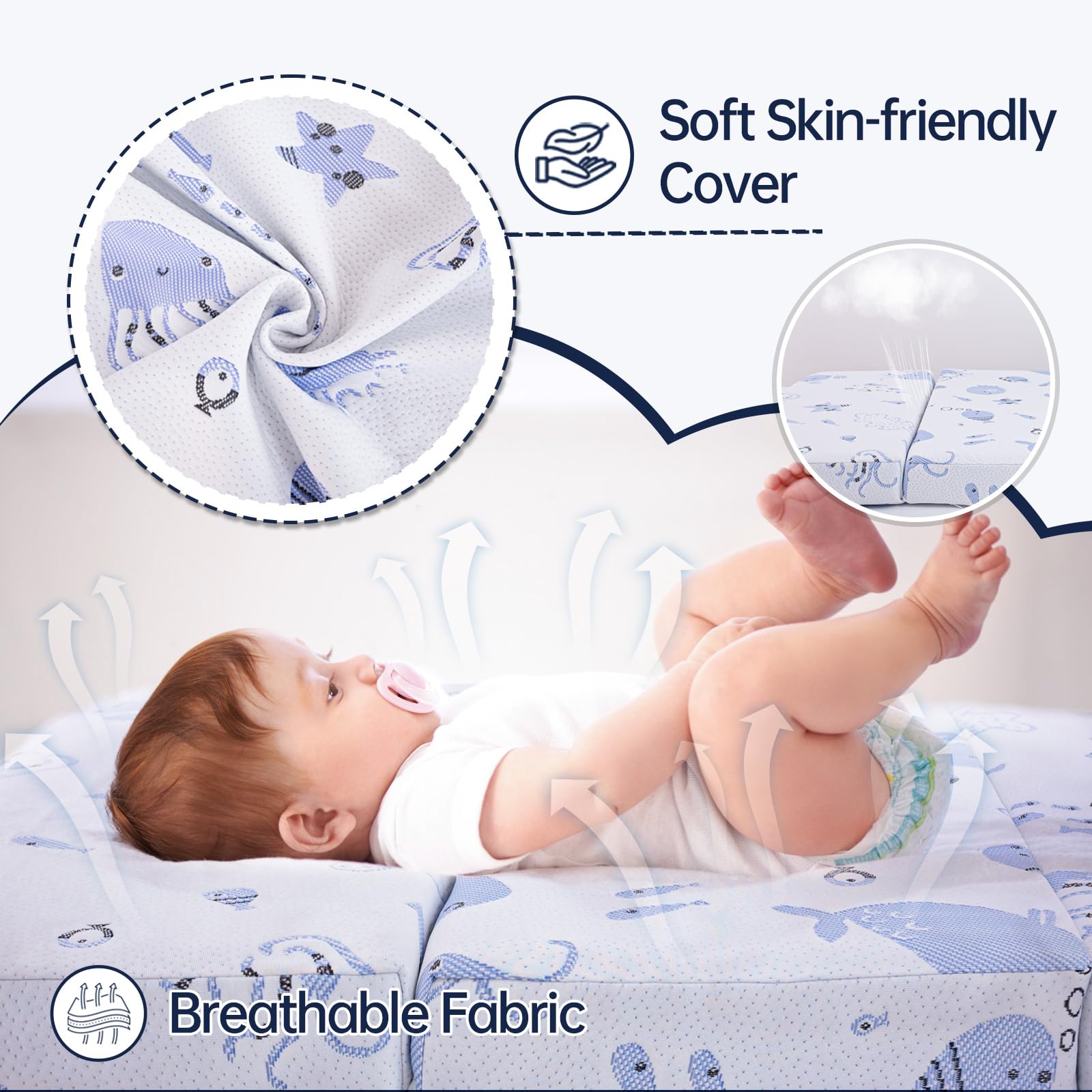 EZKLRWGF Pack N Play Mattress breathable cover for a soft, cooling feel.