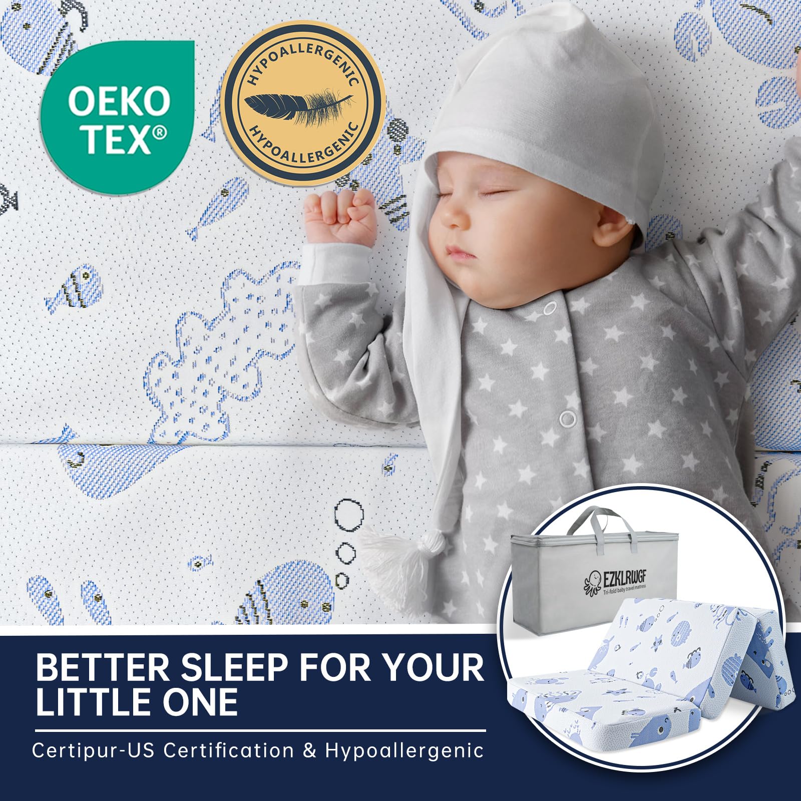 EZKLRWGF Pack N Play Mattress in-use offers a cozy, familiar sleep space.