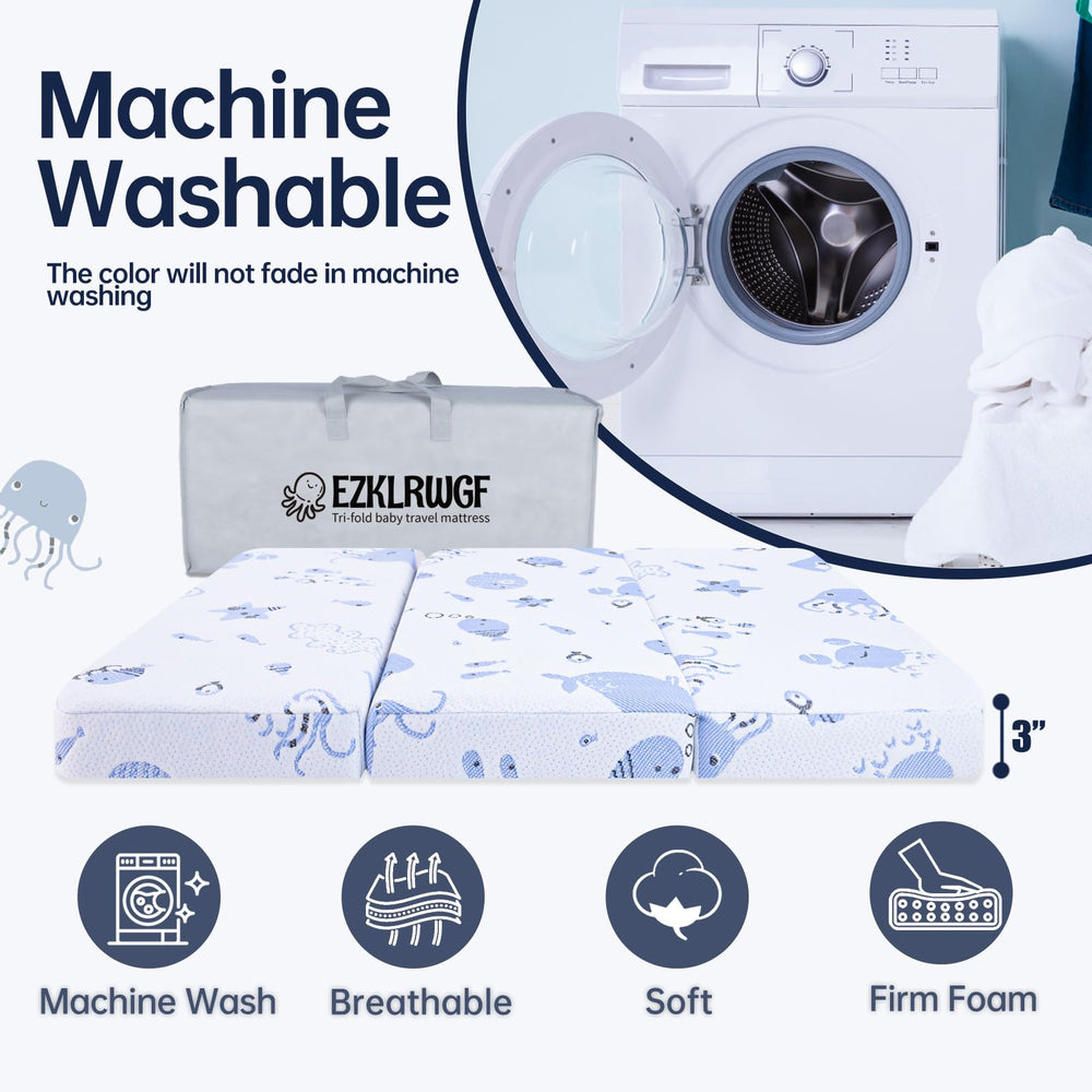 EZKLRWGF Pack N Play Mattress removable zipper cover for simple washing.