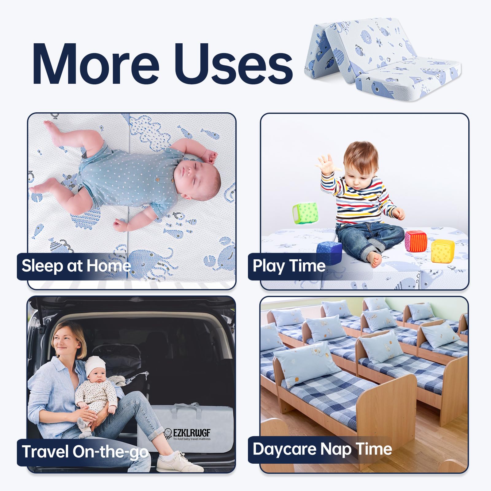 EZKLRWGF Trifold Pack N Play Mattress CertiPUR-US foam for safe materials