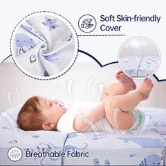 EZKLRWGF Trifold Pack N Play Mattress dual-sided foam offers firm and soft support