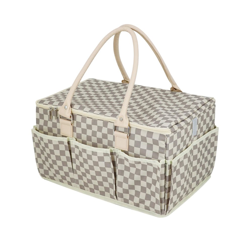 EZLuxeHome diaper caddy side pockets give quick access to wipes and creams