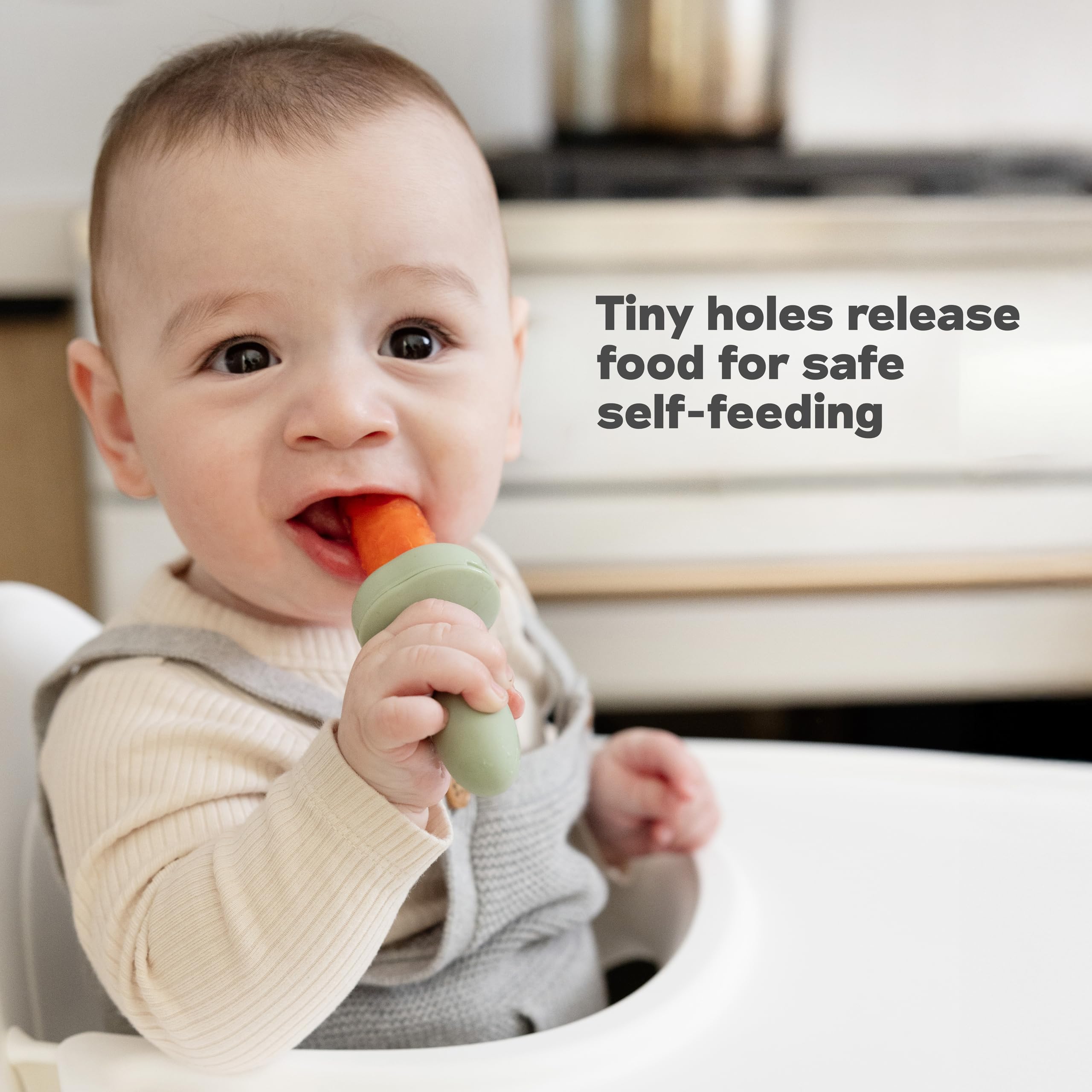 ezpz Baby-Led Gumline Feeder Sage with Ice Tray pairing for frozen snacks