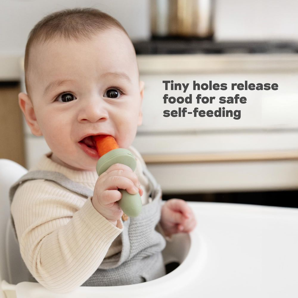 ezpz Baby-Led Gumline Feeder Sage with Ice Tray pairing for frozen snacks