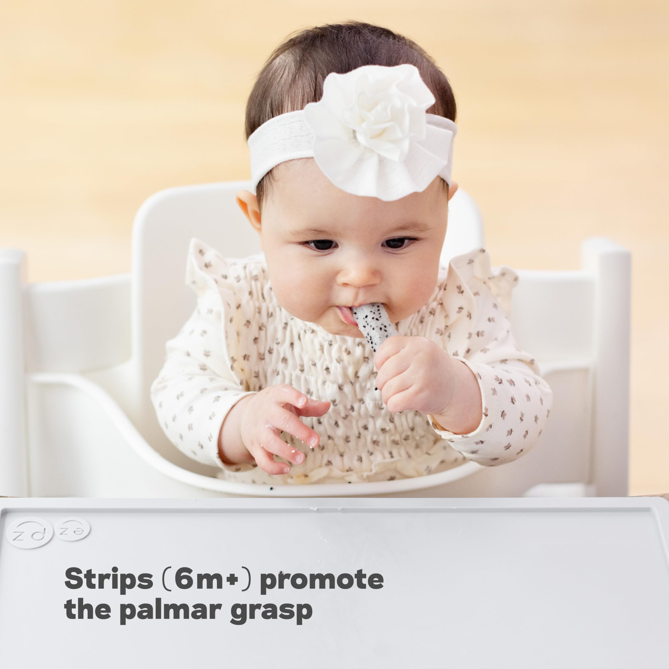ezpz Baby-Led Weaning Cutters blush assembled in dish shows compact storage