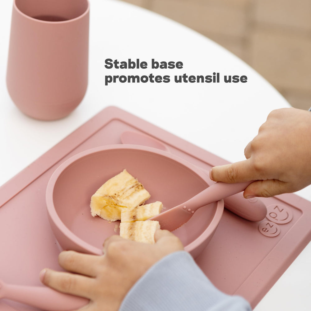 ezpz Happy Bowl self-feeding use supports independent eating during meals.