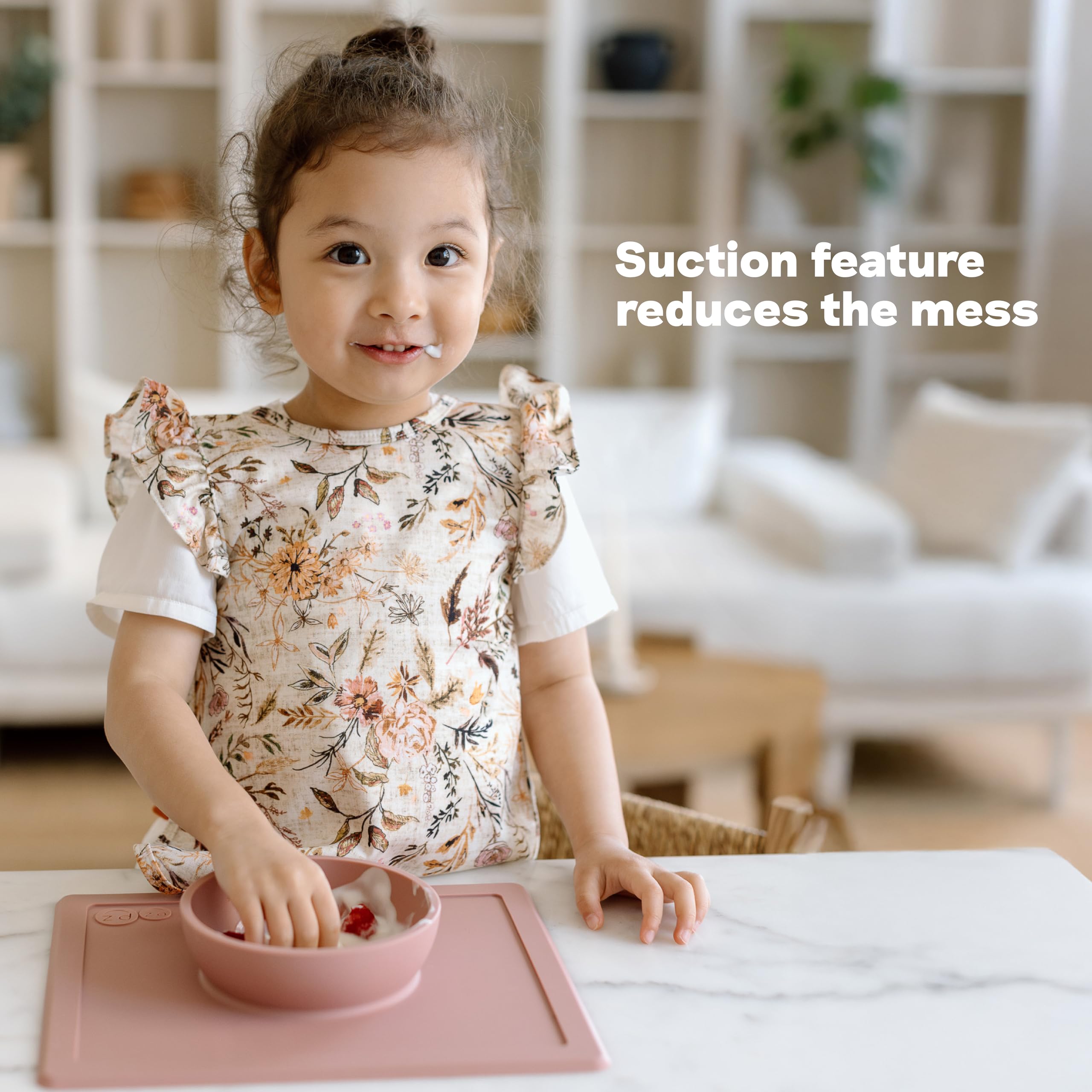 ezpz Happy Bowl silicone closeup shows durable, food-grade material for everyday use.
