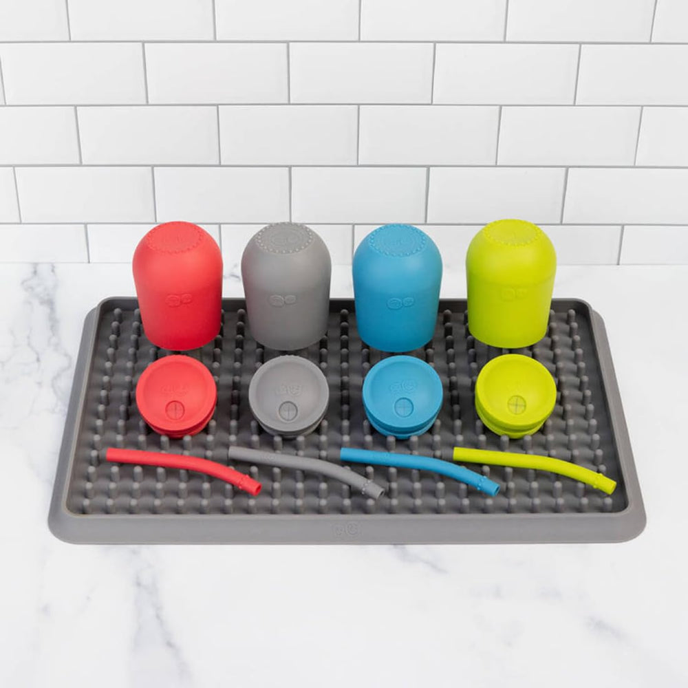 ezpz Happy Cup + Straw System blue dishwasher-safe silicone components