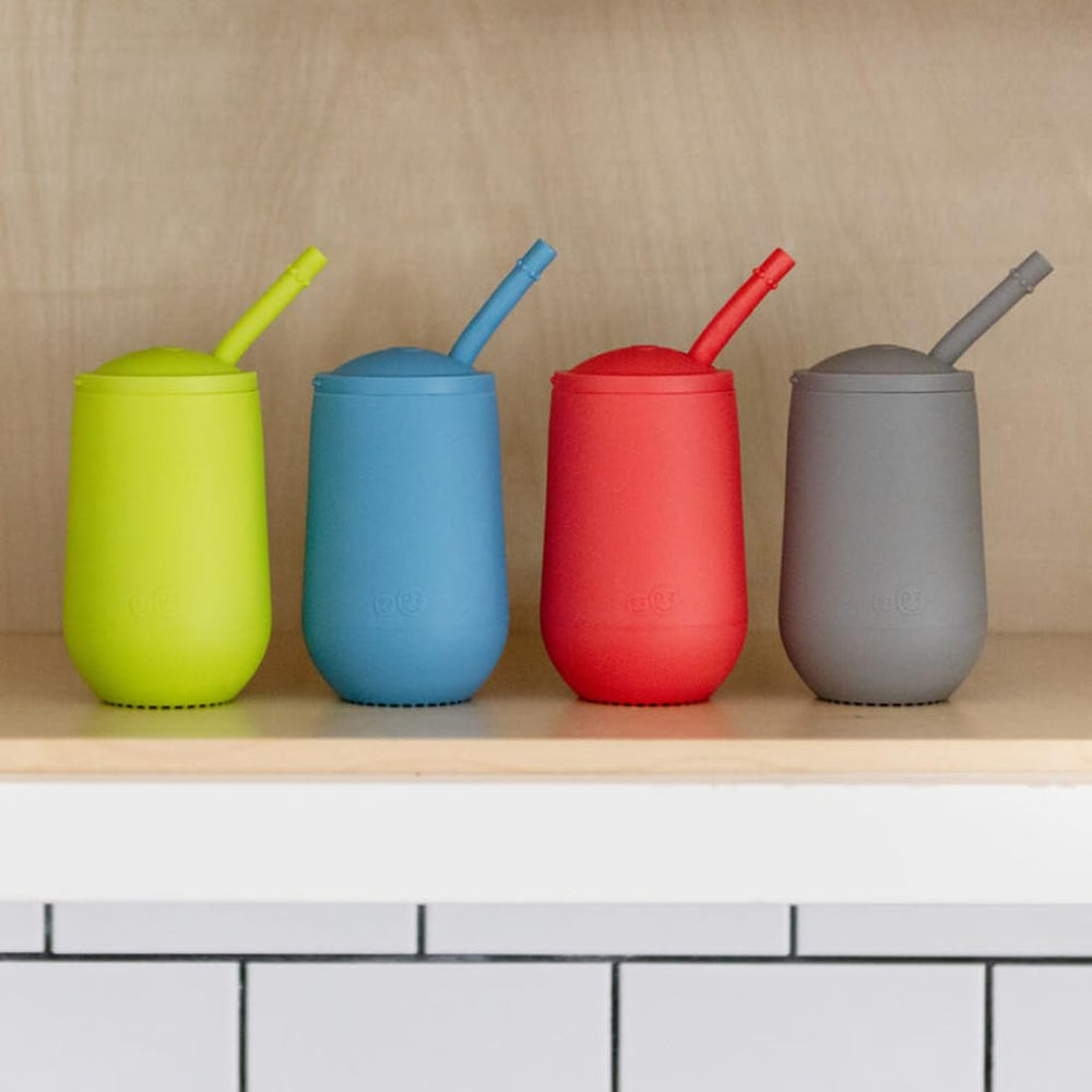 ezpz Happy Cup + Straw System blue weighted base for topple resistance