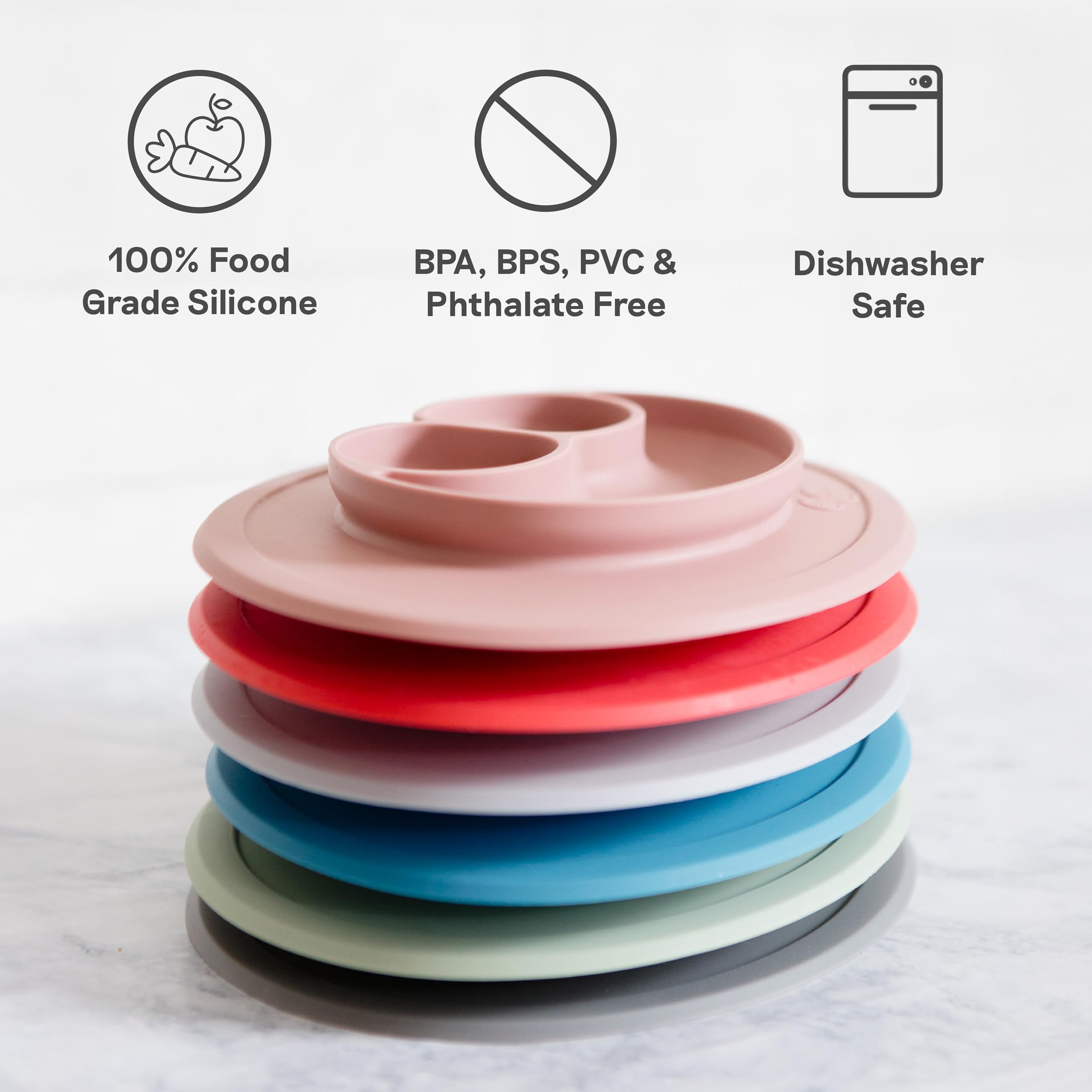ezpz Mini Mat Blush promotes grasp practice during mealtime.