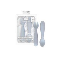 ezpz mini-utensils fork pewter close-up highlighting safe fork prongs