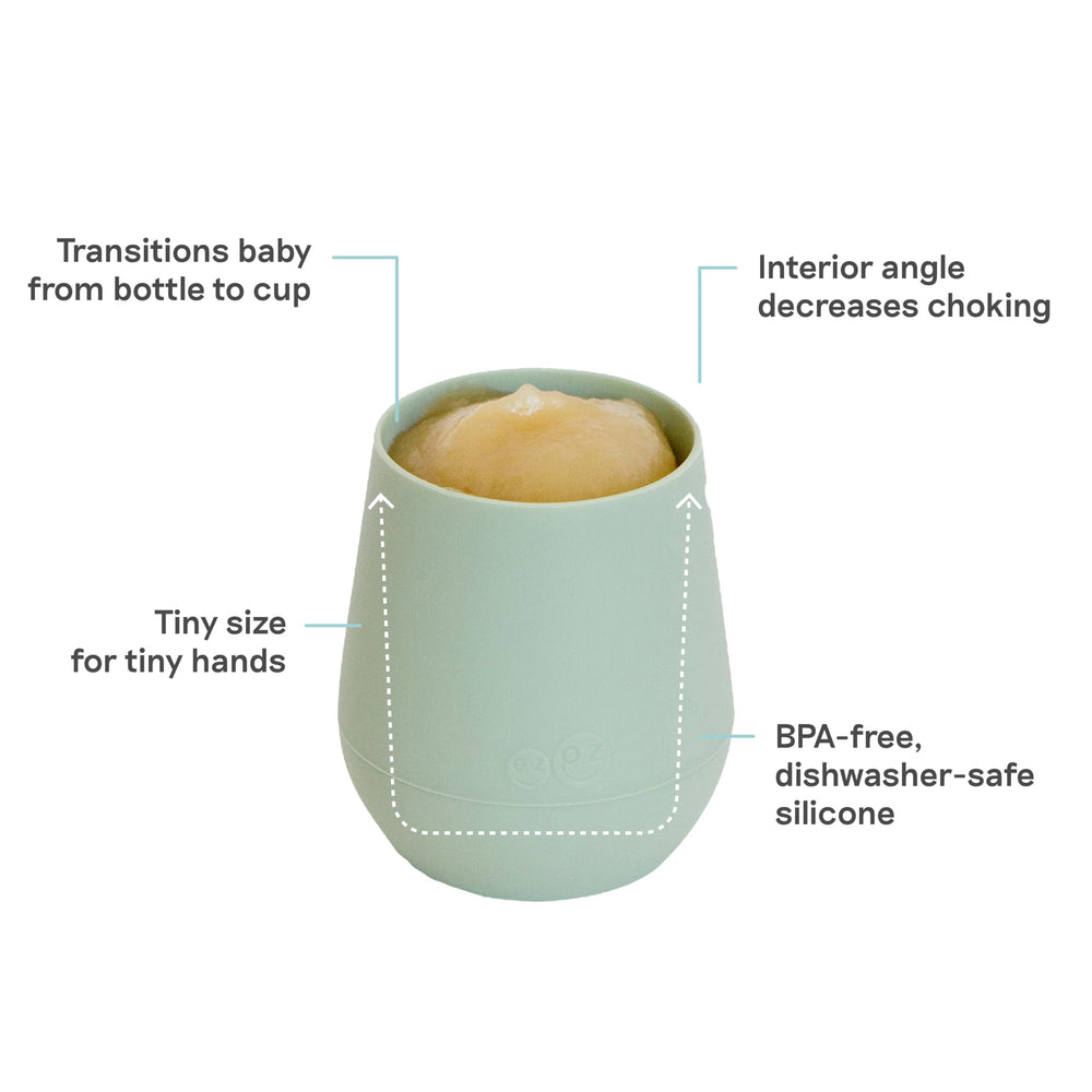ezpz Tiny Cup Sage interior-angle view demonstrates even flow for confident sipping.