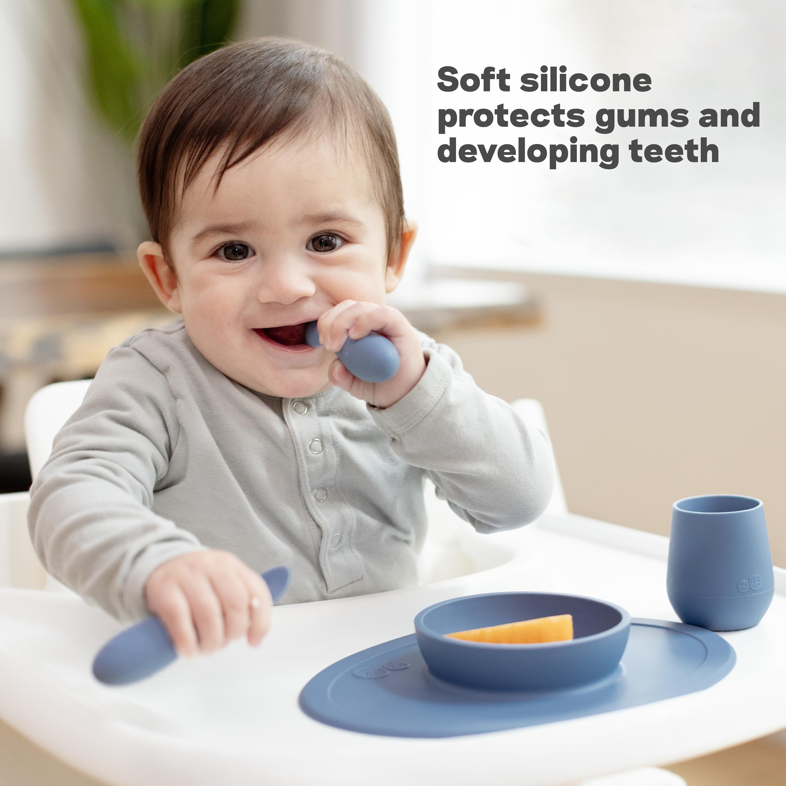 ezpz Tiny Spoon coral suits purees and baby-led weaning feeding methods
