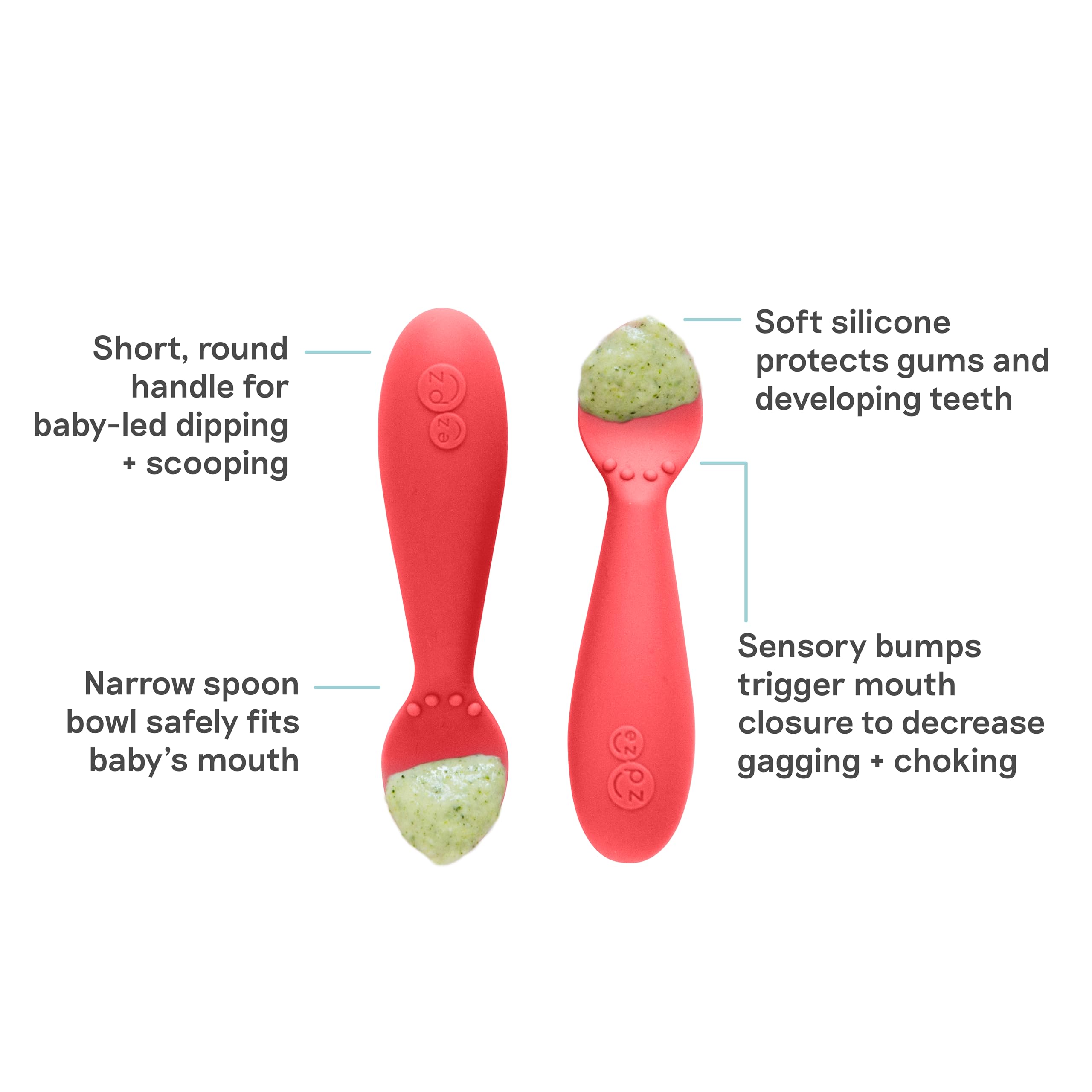 ezpz Tiny Spoon coral sensory-bumps on bowl engage sensory awareness during meals