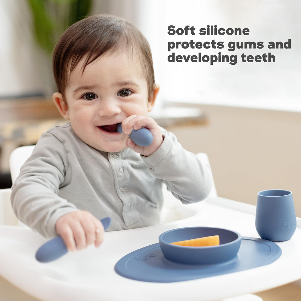ezpz Tiny Spoon sage two-pack stacked for easy access