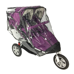 EZTongPin rain cover for double stroller front view shields children during weather.
