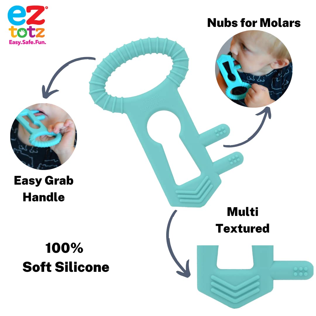 EZTOTZ Teething Key easy-grip handle demonstrates comfortable grip for little hands.