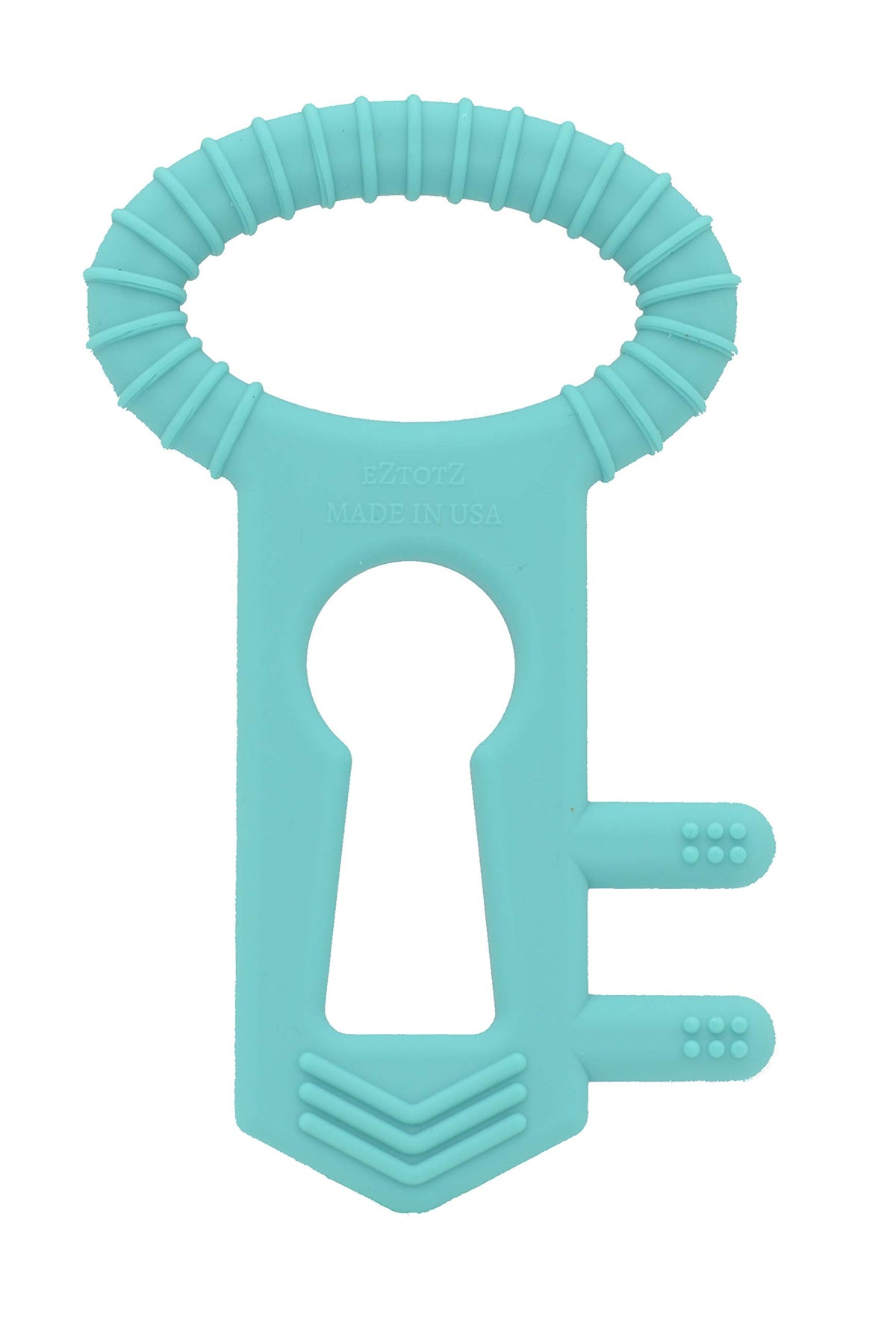 EZTOTZ Teething Key full product shot highlighting multi-texture surfaces for soothing gums.