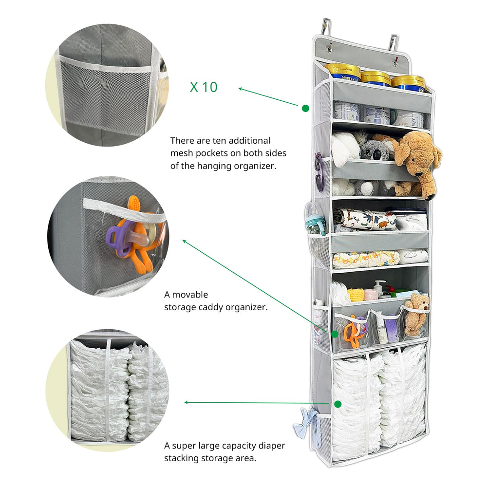 EZVERY diaper stacking space bottom bin highlighting large capacity for diapers and daily essentials