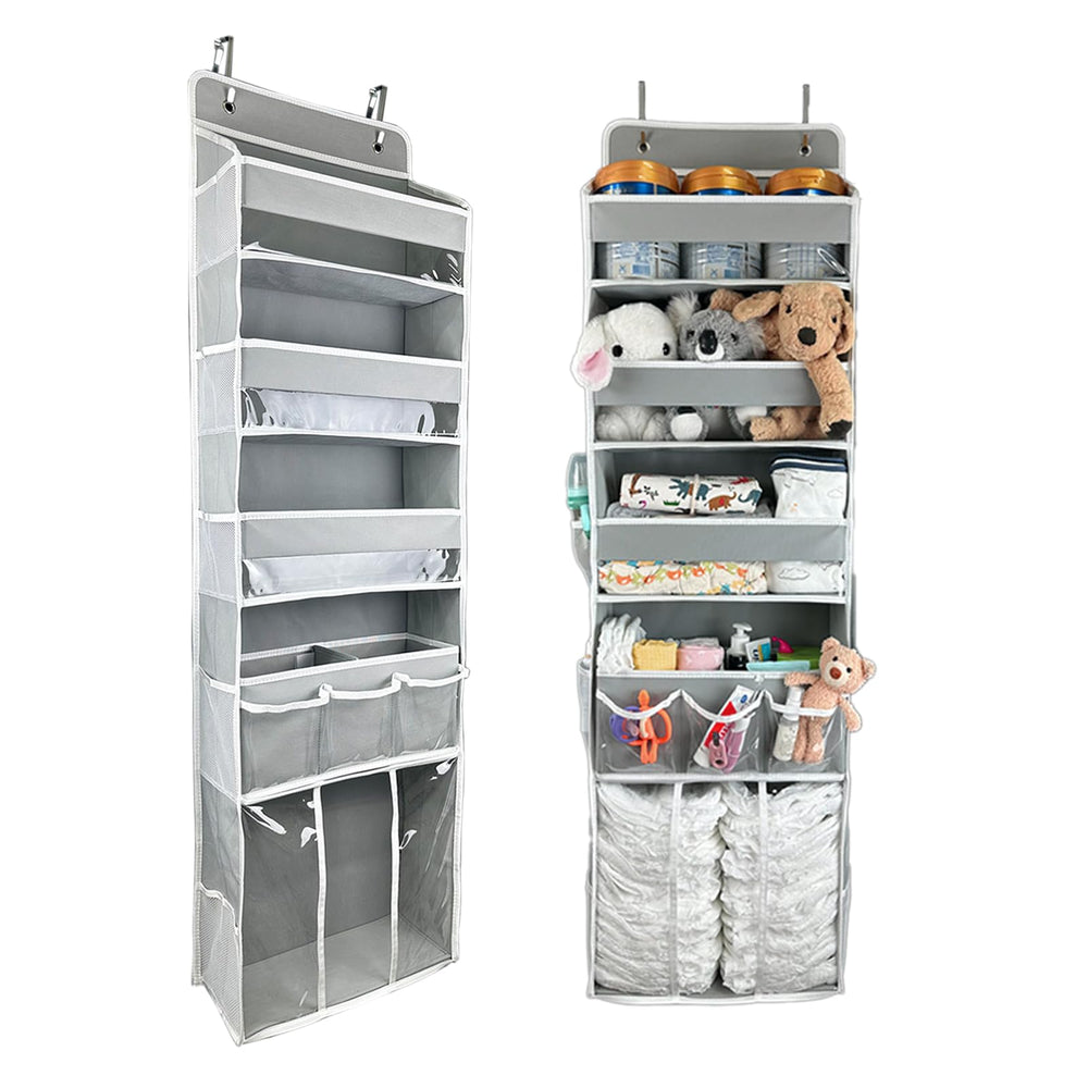EZVERY door hanging storage organizer top view showing three-bin layout for quick access