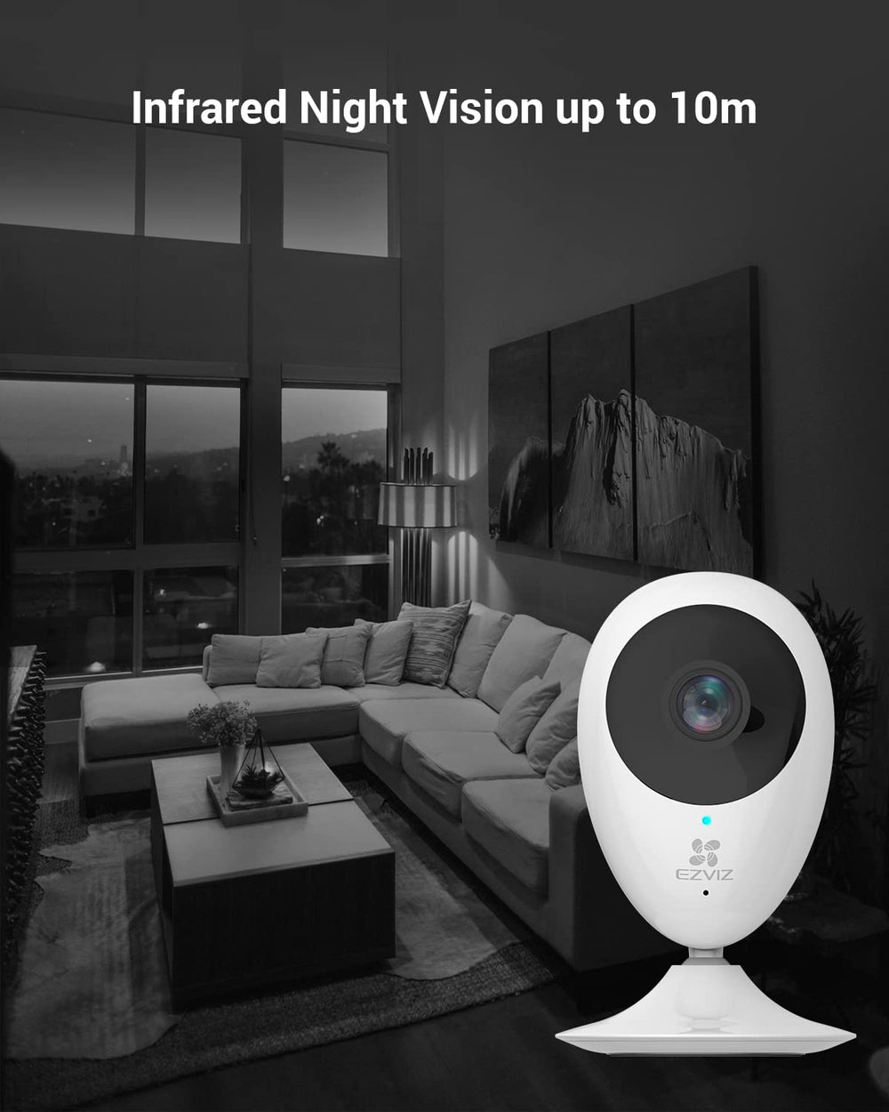 EZVIZ C2C motion alert captures photos and notifies your phone.