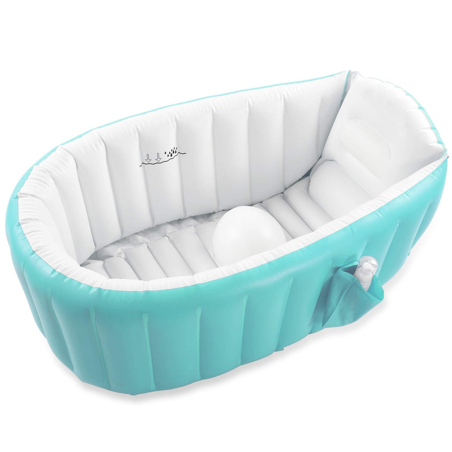 EZYCOK inflatable baby bathtub green drain plug for simple water release