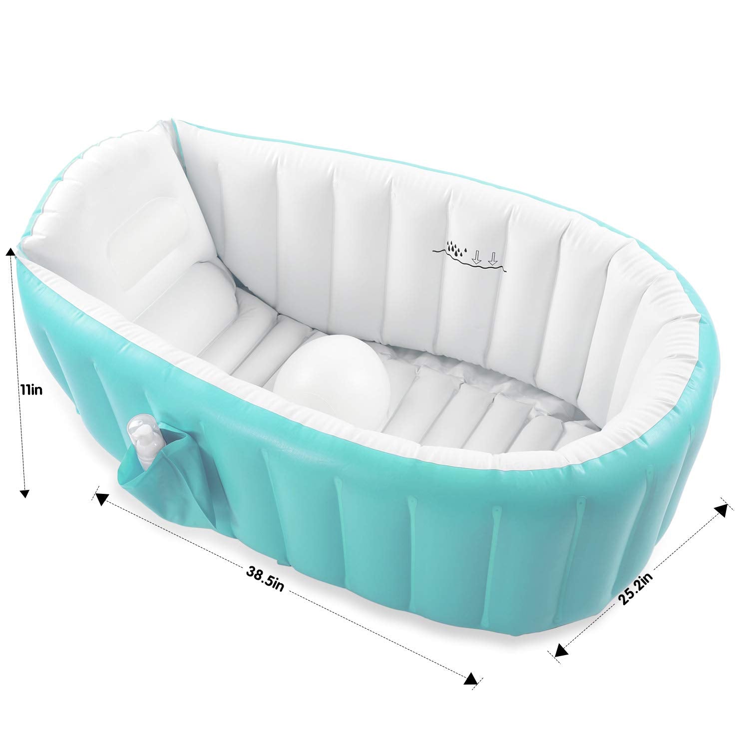 EZYCOK inflatable baby bathtub green folded storage for space-saving